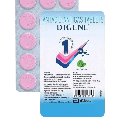 Digene Mint - Strip of 15 Tablets (ডাইজিন মিন্ট - ১৫টি ট্যাবলেটের স্ট্রিপ)